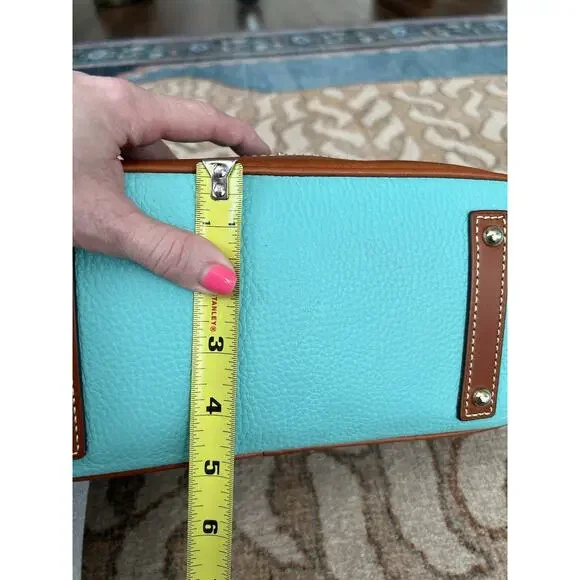 DOONEY & BOURKE Turquoise Pebble Leather Zip Top Domed Satchel Bag Purse - Picture 13 of 16